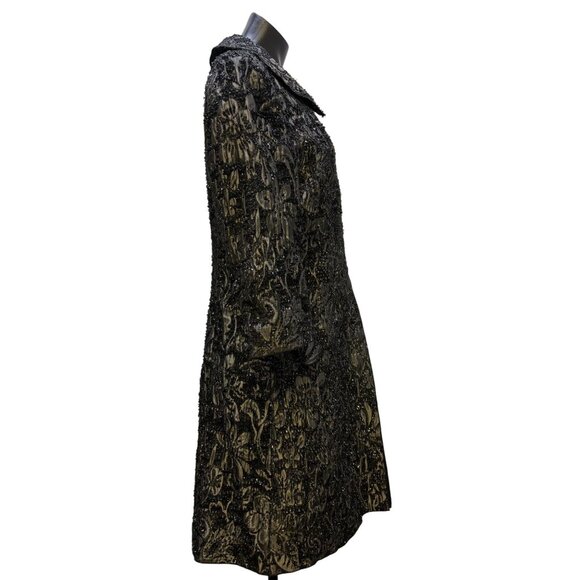 St John Couture Metallic Black Evening Coat Textured Beaded Design 10 - Picture 4 of 9